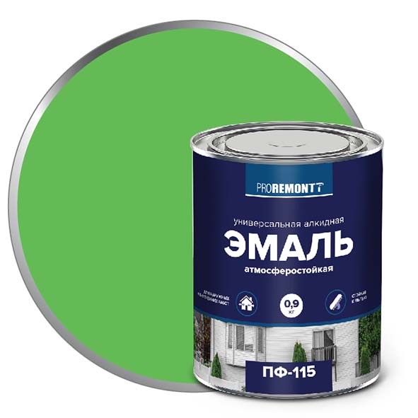 Эмаль ПФ-115 "PROREMONT"   0.9 кг салатовый 10/640  в Коврове