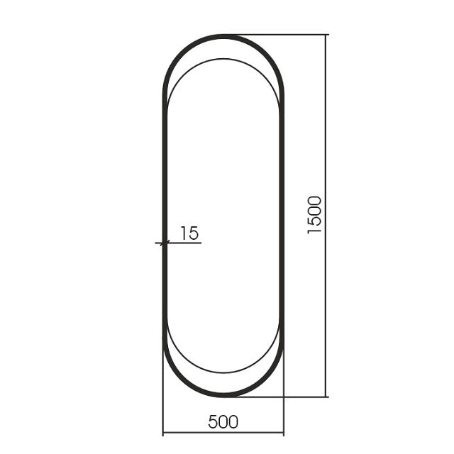 Зеркало Alba 500х1500 (металлическая рама, цвет графит)  в Коврове