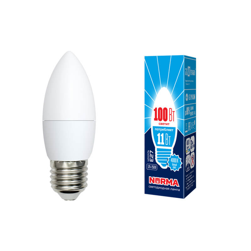 UL-00003814 Лампа светодиодная свеча матовая. Серия Norma 4000K LED-C37-11W/NW/E27/FR/NR 7743  в Коврове