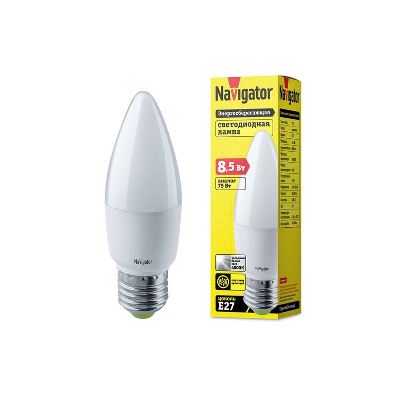 Лампа светодиодная 61 328 NLL-C37-8.5-230-4К-E27-FR Navigator 20452 4650074613284  в Коврове