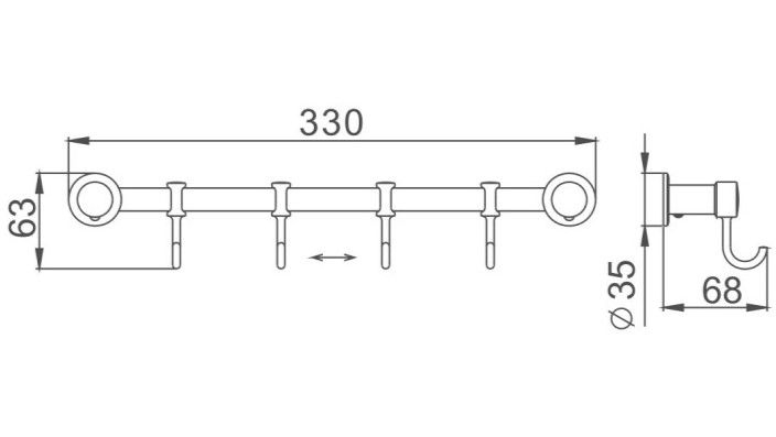 Планка 4 крючка (двиг) HB205-4 HAIBA  в Коврове