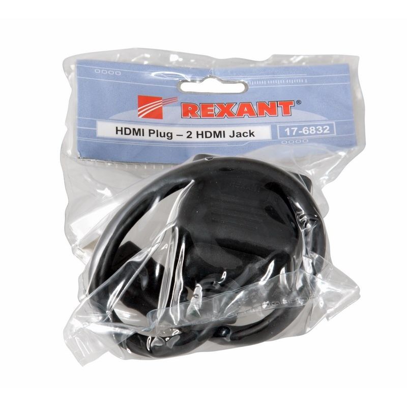 Переходник штекер HDMI - 2 гнезда HDMI, провод  REXANT 17-6832   в Коврове