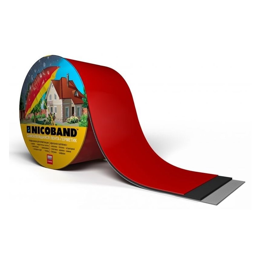 Самоклеящаяся герметиз.лента NICOBAND красный10 м*10 см  в Коврове