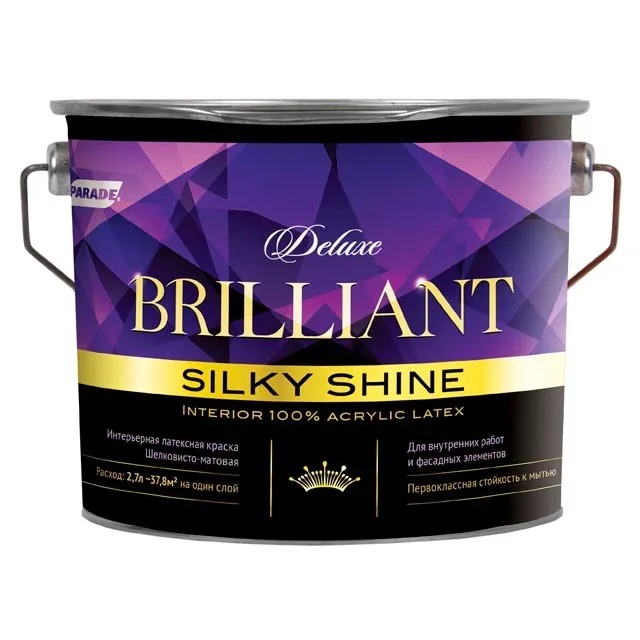 Краска интерьерная PARADE DELUXE Brilliant silky shine База А 2,7л 1/168  в Коврове