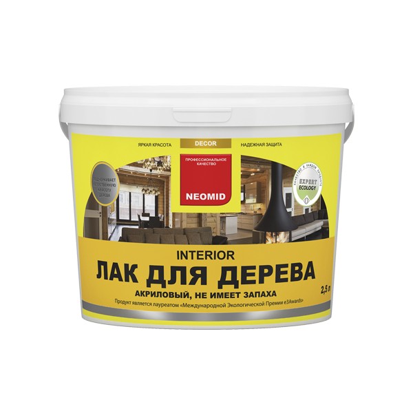 Неомид INTERIOR лак акриловый д/древесины 2,5 л полуматовый  /4  в Коврове