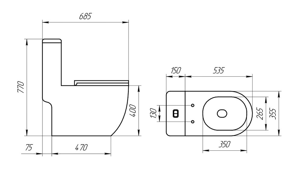 Монолит T1070 UF, безободковый, сиденье дюропласт (с гофрой и подводкой)  в Коврове