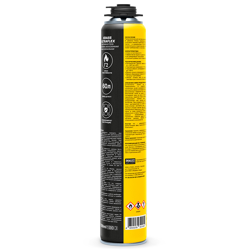 Пена огнестойкая KRASS ULTRAFLEX  пистолет. 0,7л 12/612  в Коврове