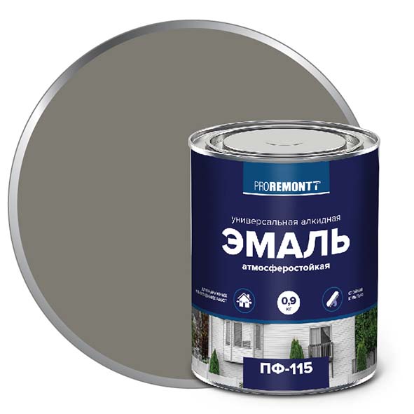 Эмаль ПФ-115 "PROREMONT"   0.9 кг серый 10/640  в Коврове