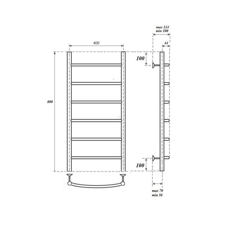 Полотенцесушитель водяной Point Афина PN04148 П6 400x800, хром  в Коврове