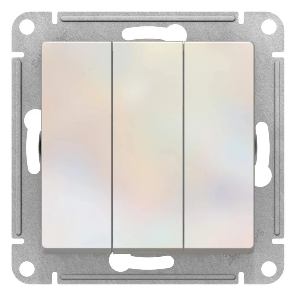 ATN000431 Выключатель трехклавишный ATLASDESIGN схема 1+1+1 10АХ механизм жемчуг  в Коврове