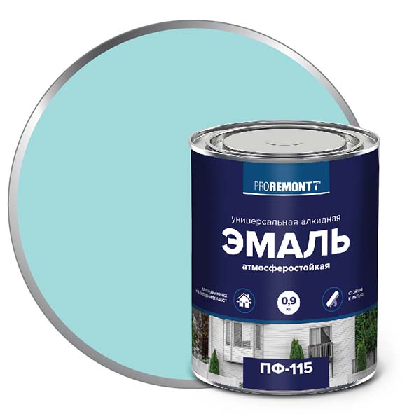 Эмаль ПФ-115 "PROREMONT"   0.9  кг Мятный RAL 6027  10/640  в Коврове
