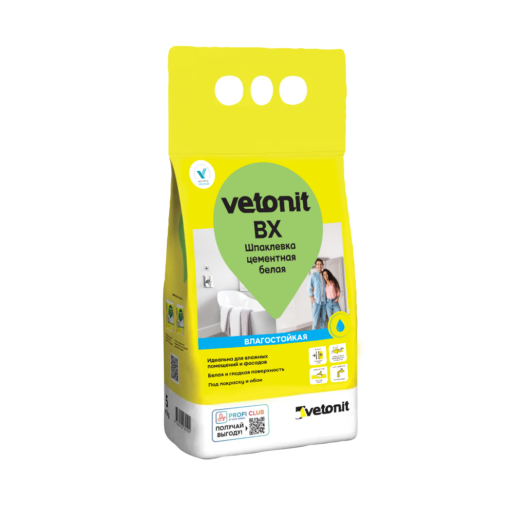 Шпаклевка финишная цементная ВХ Vetonit 5 кг белый    в Коврове