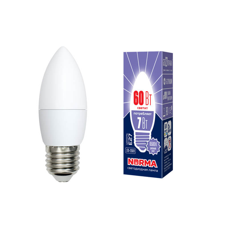 UL-00003797 Лампа светодиодная свеча матовая. Серия Norma 6500K LED-C37-7W/DW/E27/FR/NR 4551  в Коврове