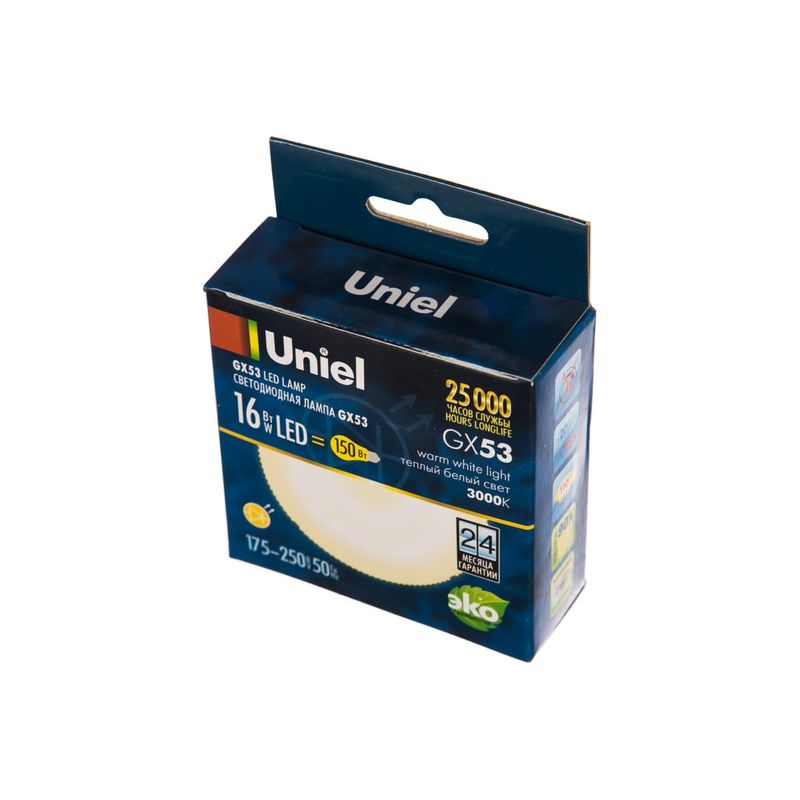 LED-GX53-16W/WW/GX53/FR PLZ01WH Лампа светодиодная, матовая. Теплый белый свет (3000K). Картон. ТМ U  в Коврове