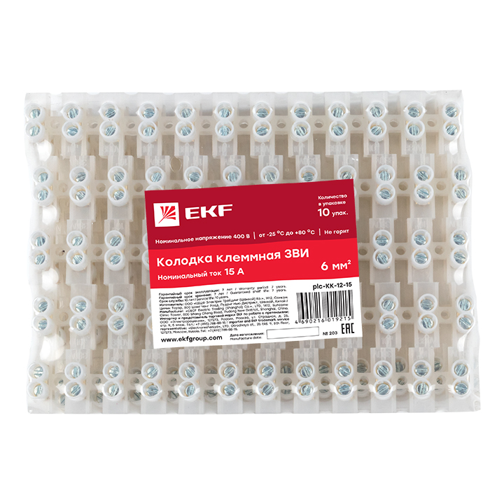 plc-KK-12-15 Колодка клеммная 12мм 15А (10шт.) EKF  в Коврове