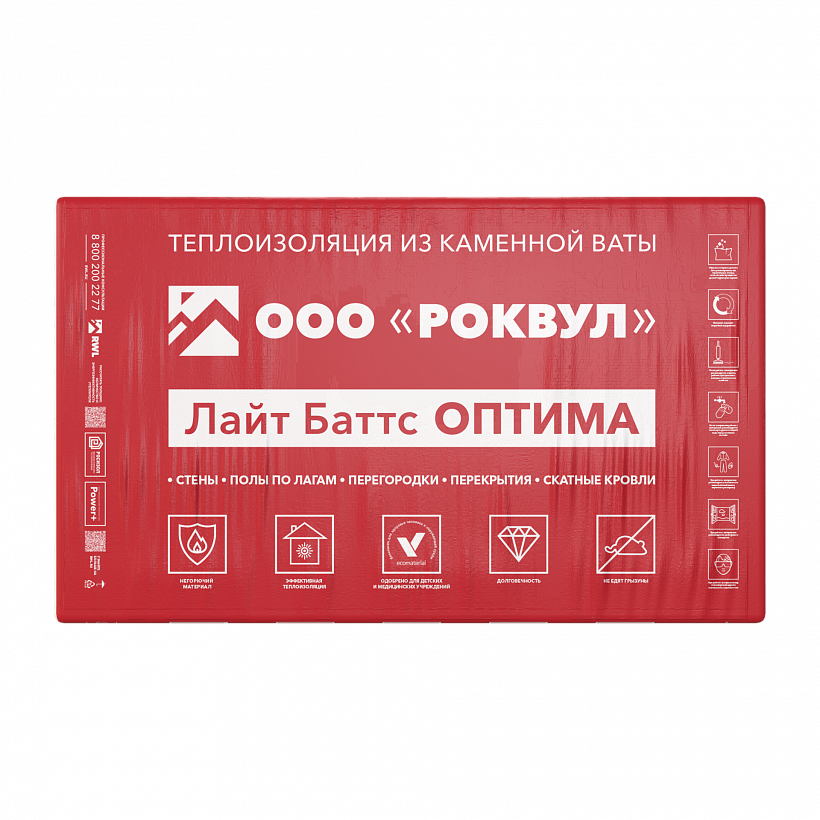 Плиты минераловатные ROCKWOOL ЛАЙТ БАТТС ОПТИМА 1000*600*100 (3м2/ 0,3 м3/уп) /20  в Коврове