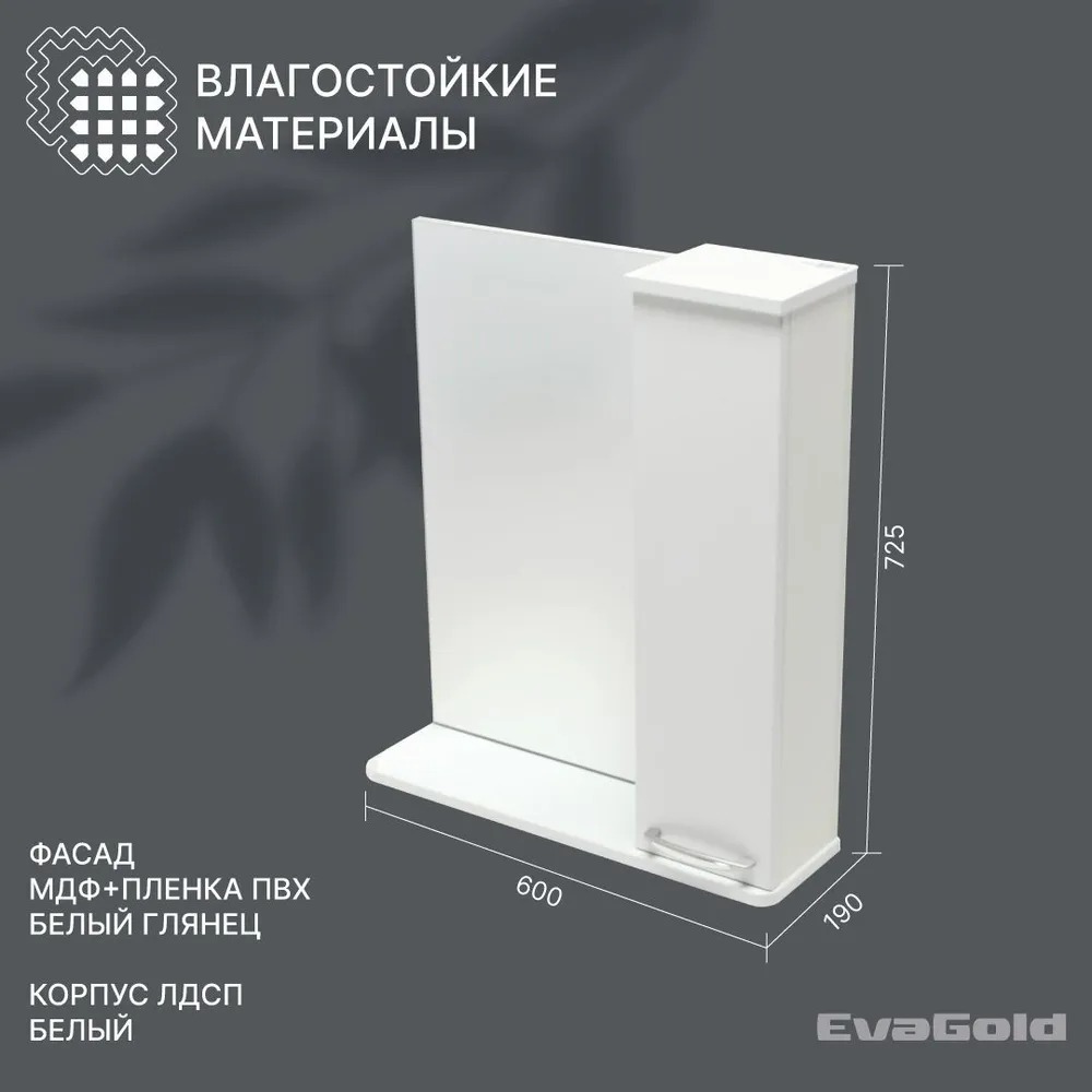 60 Зеркало-шкаф "НИКА 60"  прав.  в Коврове