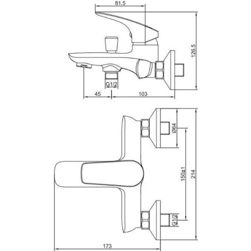 Смеситель для ванны, хром Aquanet Atletic (216761) AF310-20С  в Коврове