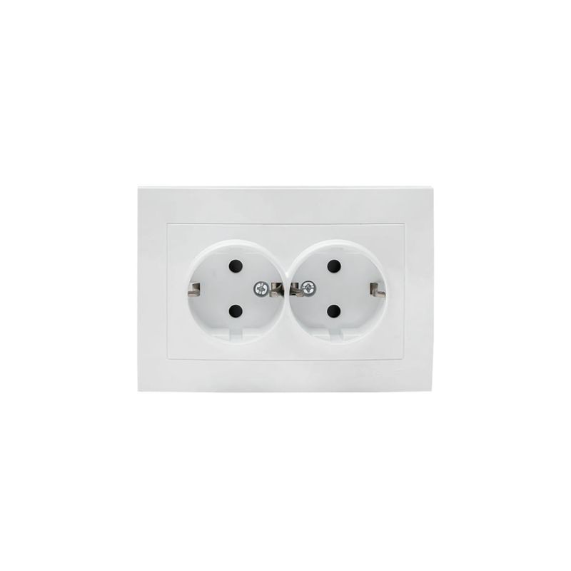 Валенсия розетка 2-местная с/з 16А белая с защ. штор. EKF PROxima EWR16-128-10  в Коврове
