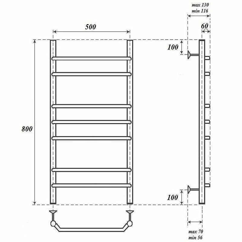 Полотенцесушитель водяной Point Венера PN07158 П7 500x800, хром  в Коврове