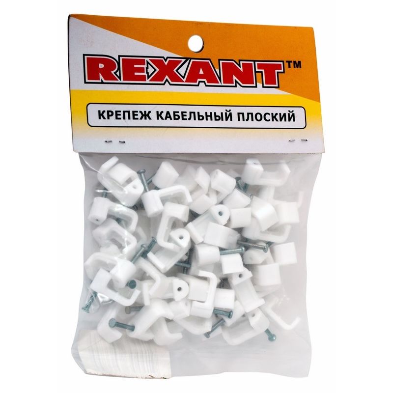 07-4212 Крепеж кабеля плоский 12 х 6 мм, белый (упак. 50 шт)  REXANT з  в Коврове