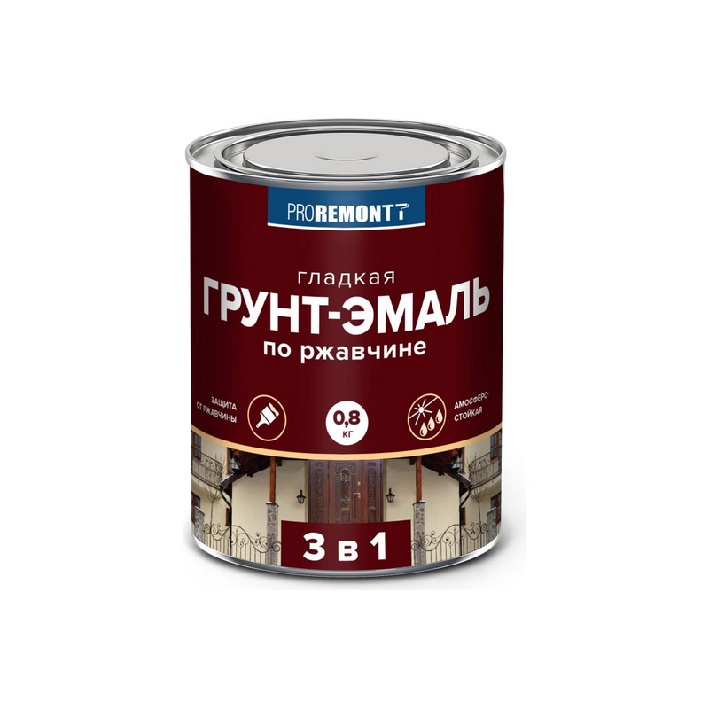 Грунт-эмаль 3 в 1 PROREMONTT черная 0,8 кг 10/640  в Коврове