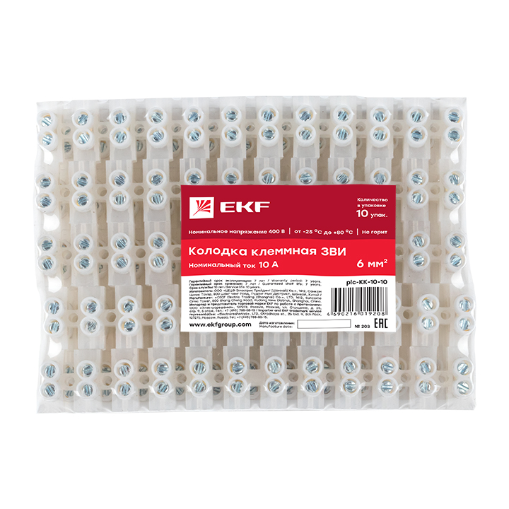 plc-KK-10-10 Колодка клеммная 10мм 10А (10шт.) EKF  в Коврове