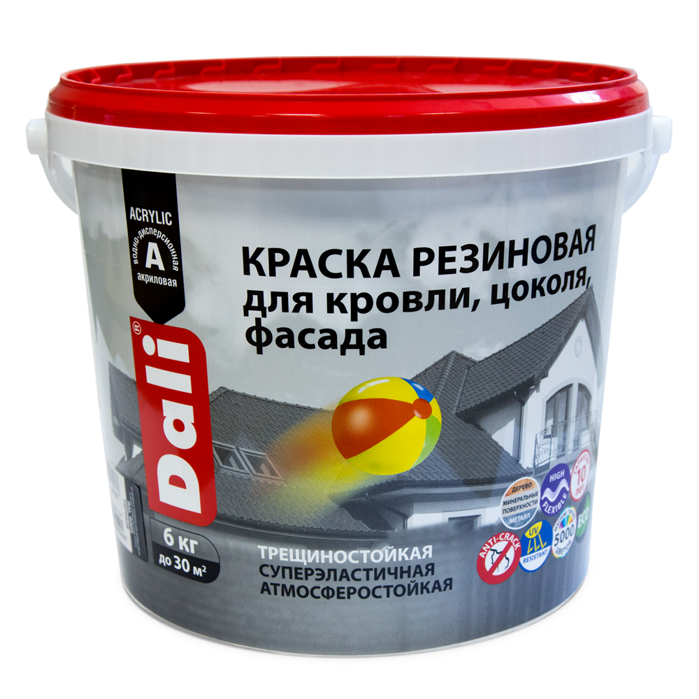 Краска ДАЛИ резиновая д/кровли,цоколя,фасадов   6 кг терракотовый    1/60  в Коврове