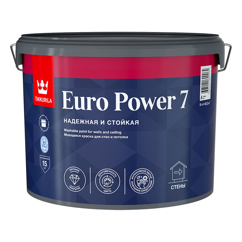 EURO POWER  7С мат. 9л Краска стойкая к мытью  в Коврове