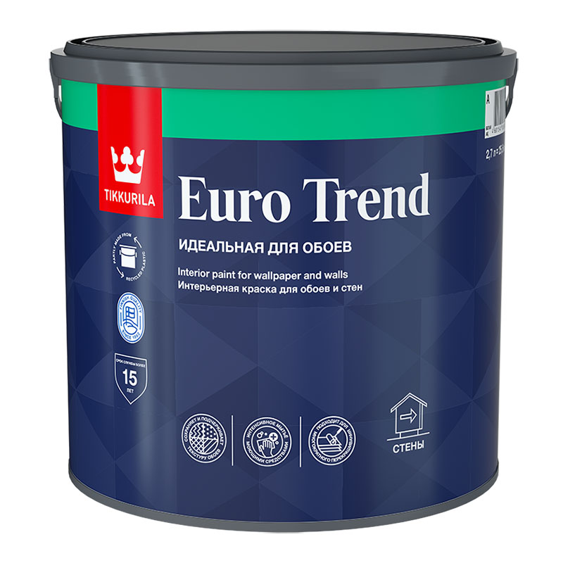 EURO TREND А  мат. 2,7л Краска д/обоев и стен /1  в Коврове