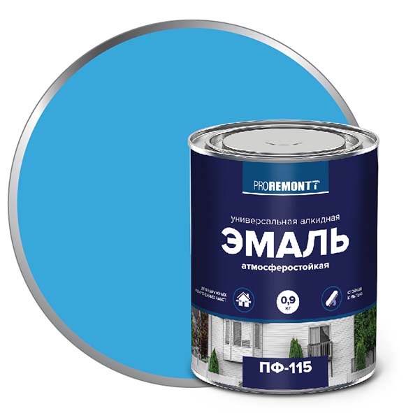 Эмаль ПФ-115 "PROREMONT"   0.9  кг голубой 10/640  в Коврове