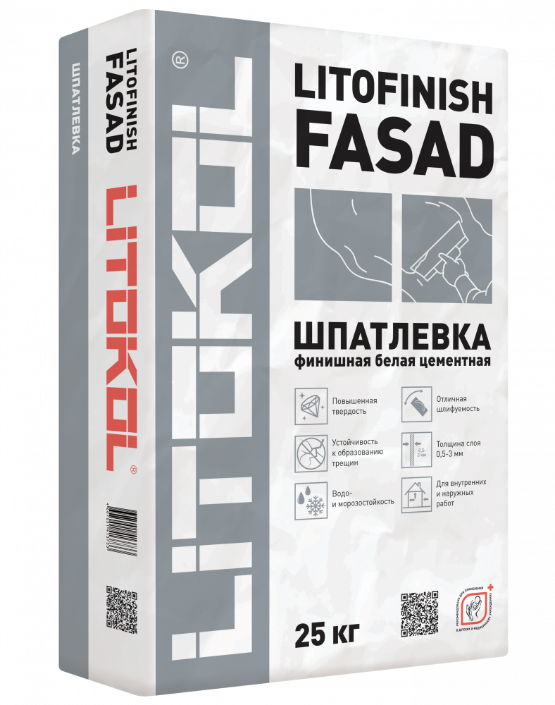 ЛИТОФИНИШ ФАСАД / LITOFINISH FASAD Шпаклёвочная смесь на основ.цемента 25 кг/54 шт.  в Коврове