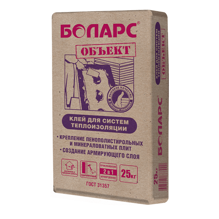 Клей для теплоизоляции ОБЪЕКТ 25 кг/48шт БОЛАРС  в Коврове