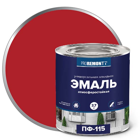 Эмаль ПФ-115 "PROREMONT"   2,7 кг красный 3/198  в Коврове
