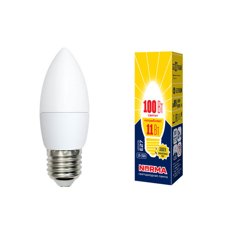 UL-00003815  Лампа светодиодная свеча матовая. Серия Norma 3000K LED-C37-11W/WW/E27/FR/NR 7804  в Коврове
