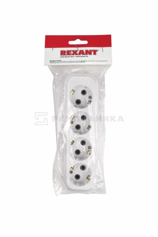 11-8707 Колодка 4 гнезда c заземлением  Rexant  в Коврове
