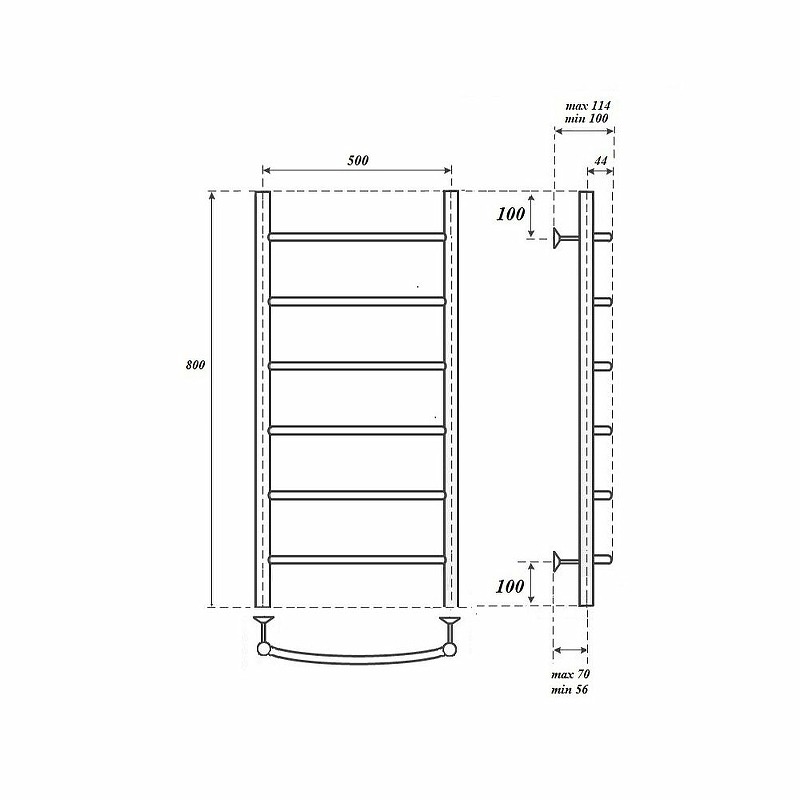 Полотенцесушитель водяной Point Афина PN04158 П6 500x800, хром  в Коврове