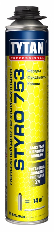 Tytan Professional Styro 753 пено-клей для теплоизоляции GUN 750 ml  6357 / 6048  в Коврове
