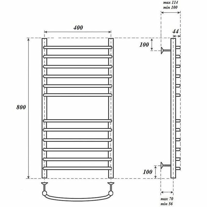Полотенцесушитель водяной Point Альфа PN05148S П12 400x800, хром  в Коврове