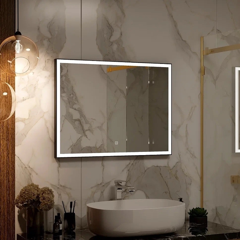 Зеркало Frame Black LED 800x600 ЗЛП183  в Коврове