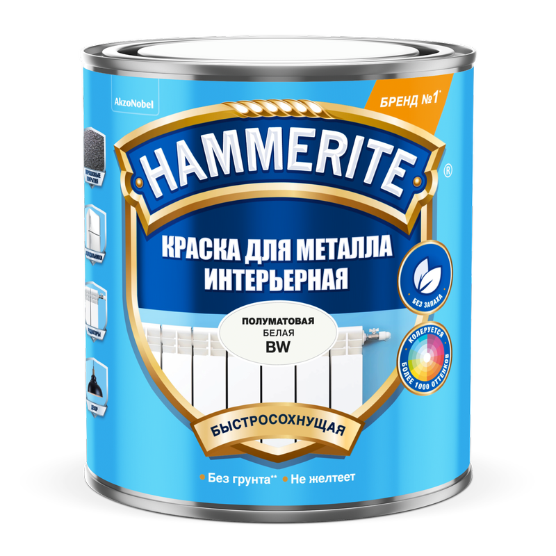 Краска HAMMER д/мет интерьерная BW 0,9л (аналог 50035056)  в Коврове