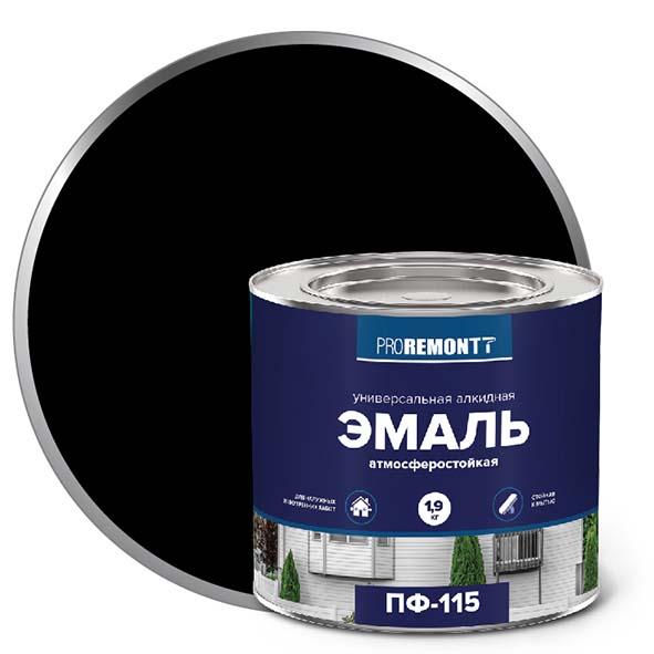Эмаль ПФ-115 "PROREMONT"   1.9  кг черный 3/264  в Коврове