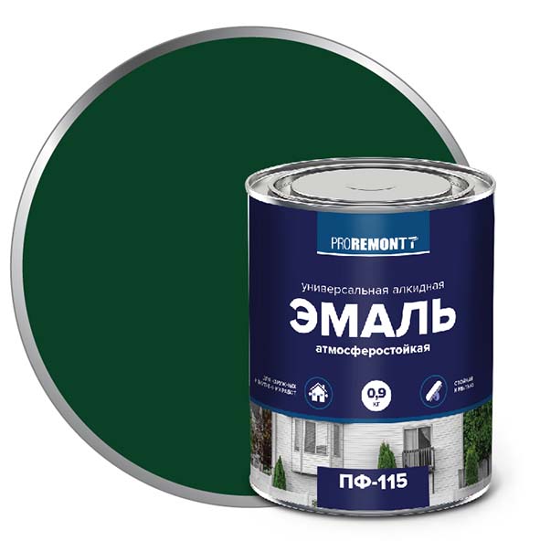 Эмаль ПФ-115 "PROREMONT"   0.9 кг зеленый 10/640  в Коврове