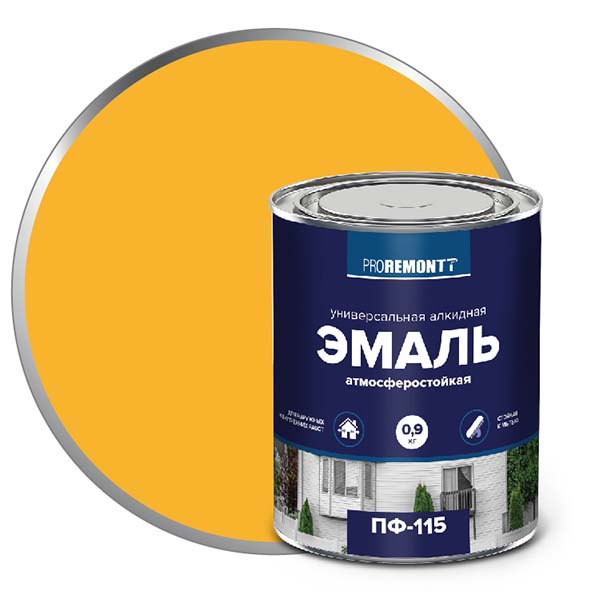 Эмаль ПФ-115 "PROREMONT"   0.9 кг желтый 10/640  в Коврове
