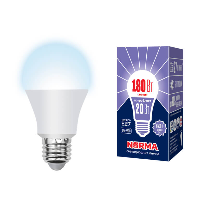UL-00004028 Лампа светодиод.Форма "A", мат.Серия Norma 6500K LED-A65-20W/DW/E27/FR/NR 8405  в Коврове