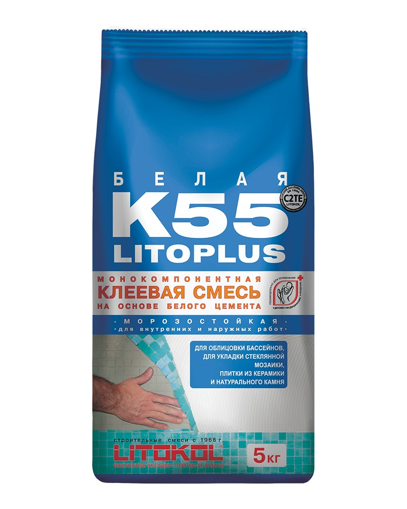 K55 LITOKOL 5 КГ (класс С2 TЕ) – БЕЛЫЙ клей для стеклянной, керамической и каменной мозаики (5 кг)  в Коврове