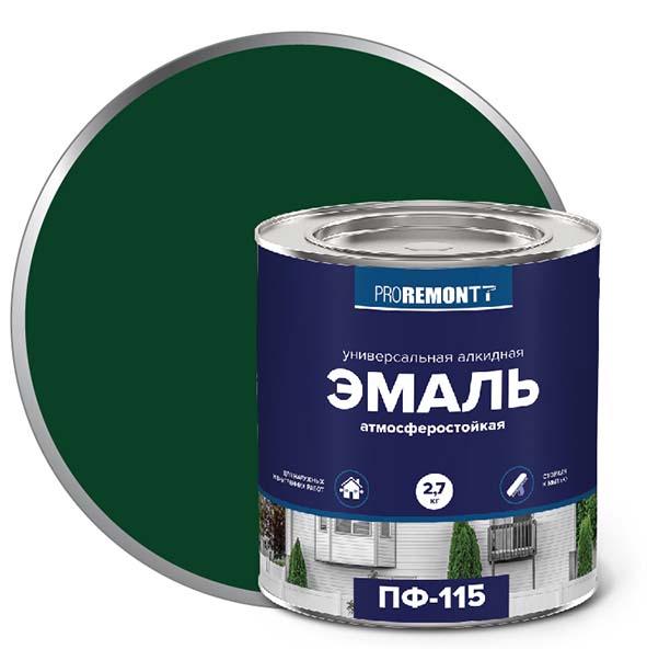 Эмаль ПФ-115 "PROREMONT"   2,7 кг зеленый 3/198  в Коврове