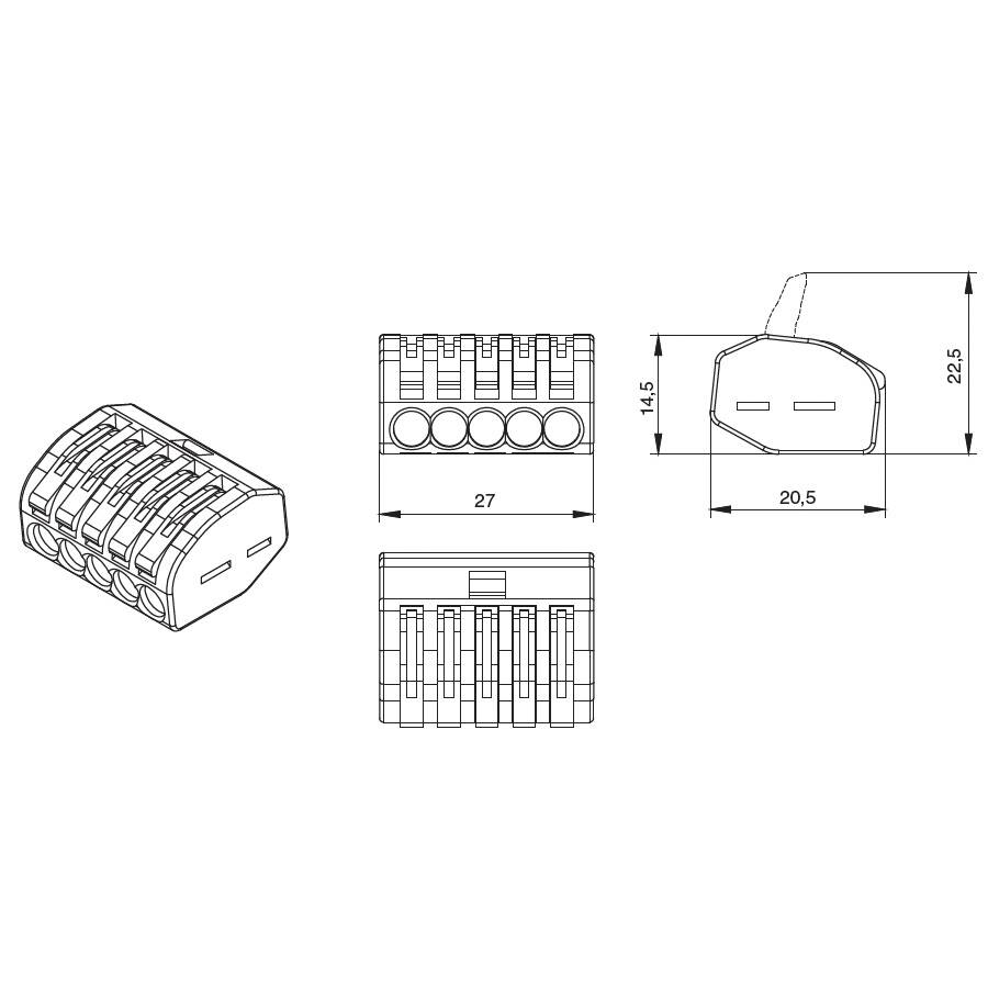 Клемма универсальная строительно-монтажная 5x0,08-4/2,5 mm2 BLOX, (40 шт/уп)  в Коврове