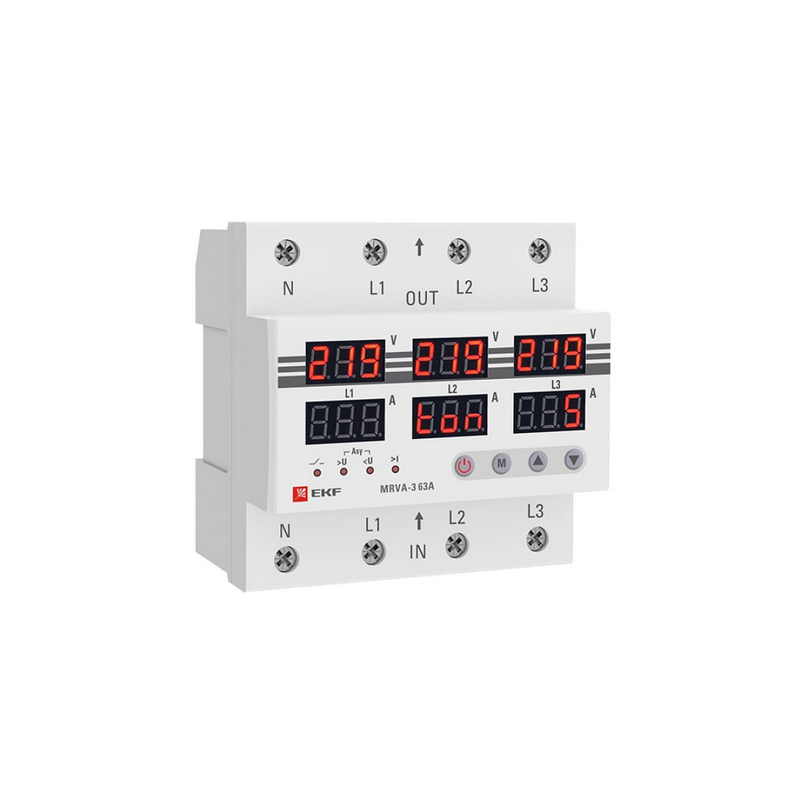 Реле напряжения и тока с дисплеем трехфазное MRVA-3 63A EKF  в Коврове
