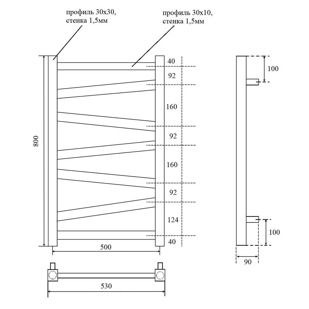 Полотенцесушитель водяной Point Феникс PN15158W П7 500x800, белый  в Коврове